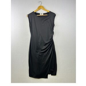 VERSE Black Sleeveless Ruched‎ Sheath Dress Midi